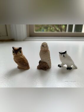 Vintage Birds Set of 3 Miniature Set Ceramic Plaster Figurines